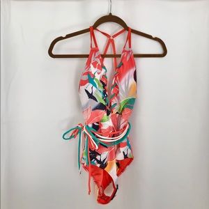 NEW Orange/multi Onepiece Low Cut swimsuit